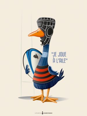 Affiche rugby "Canard Maniak - Je joue à l’aile”